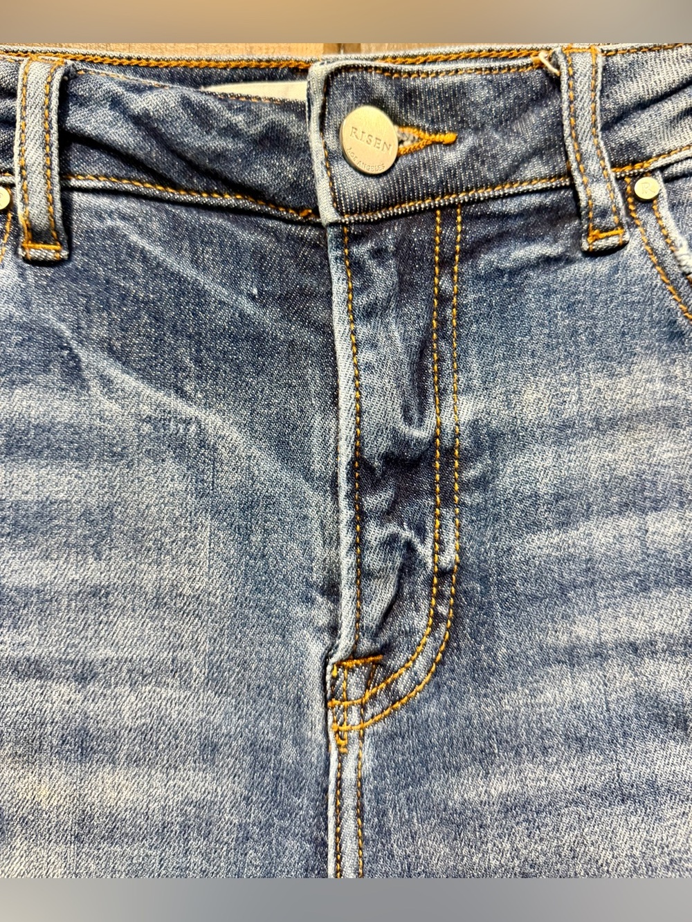 Risen Distressed High Waist Wide Leg Jeans - Picture 6 of 12